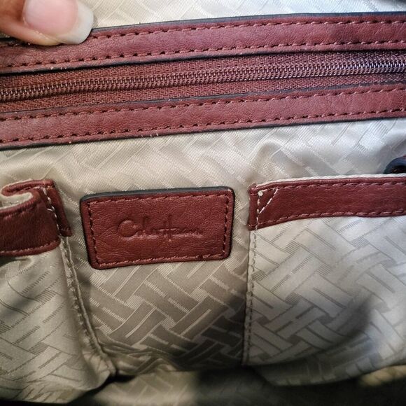 COLE HAAN Burnt Orange Pebbled Leather Adjustable Strap Satchel Shoulder Bag - Picture 4 of 14